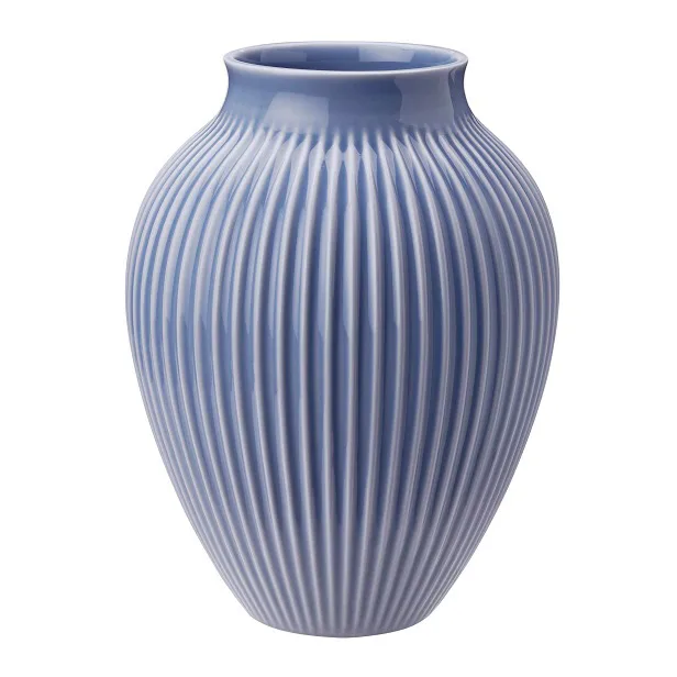 Knabstrup Keramik Knabstrup vase ribbed 20 cm lavender blue