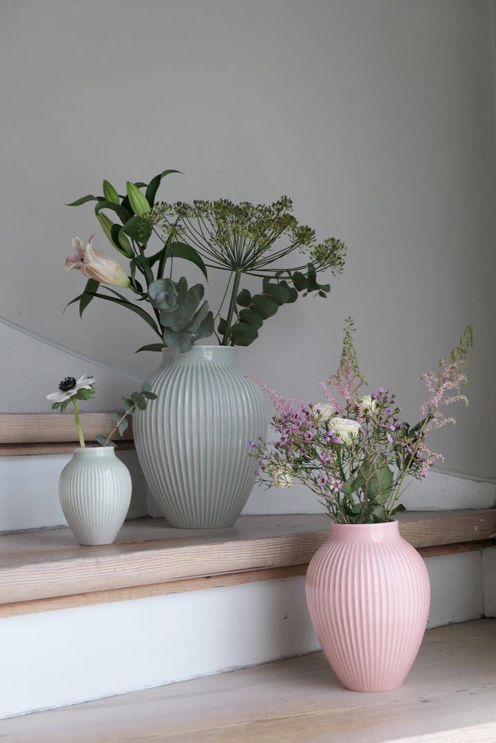 Knabstrup vase ribbed 20 cm, Pink Knabstrup Keramik