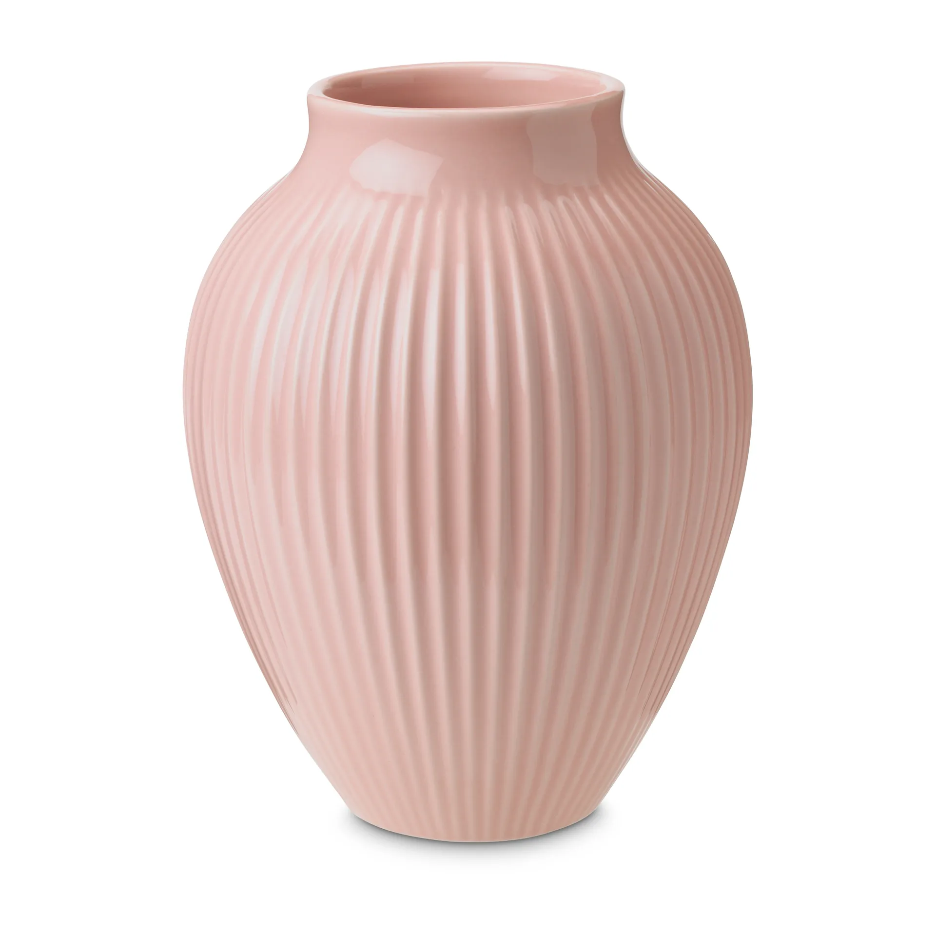 Knabstrup vase ribbed 20 cm, Pink Knabstrup Keramik
