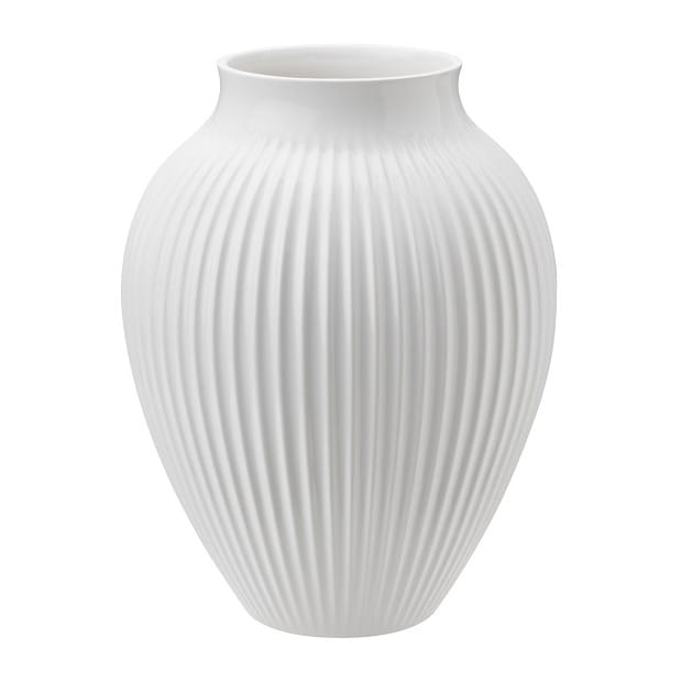 Knabstrup vase ribbed 20 cm - white - Knabstrup Keramik