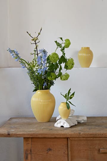 Knabstrup vase ribbed 20 cm - Yellow - Knabstrup Keramik