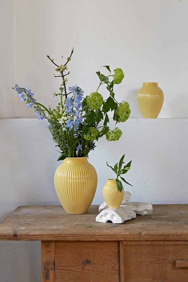 Knabstrup vase ribbed 20 cm, Yellow Knabstrup Keramik
