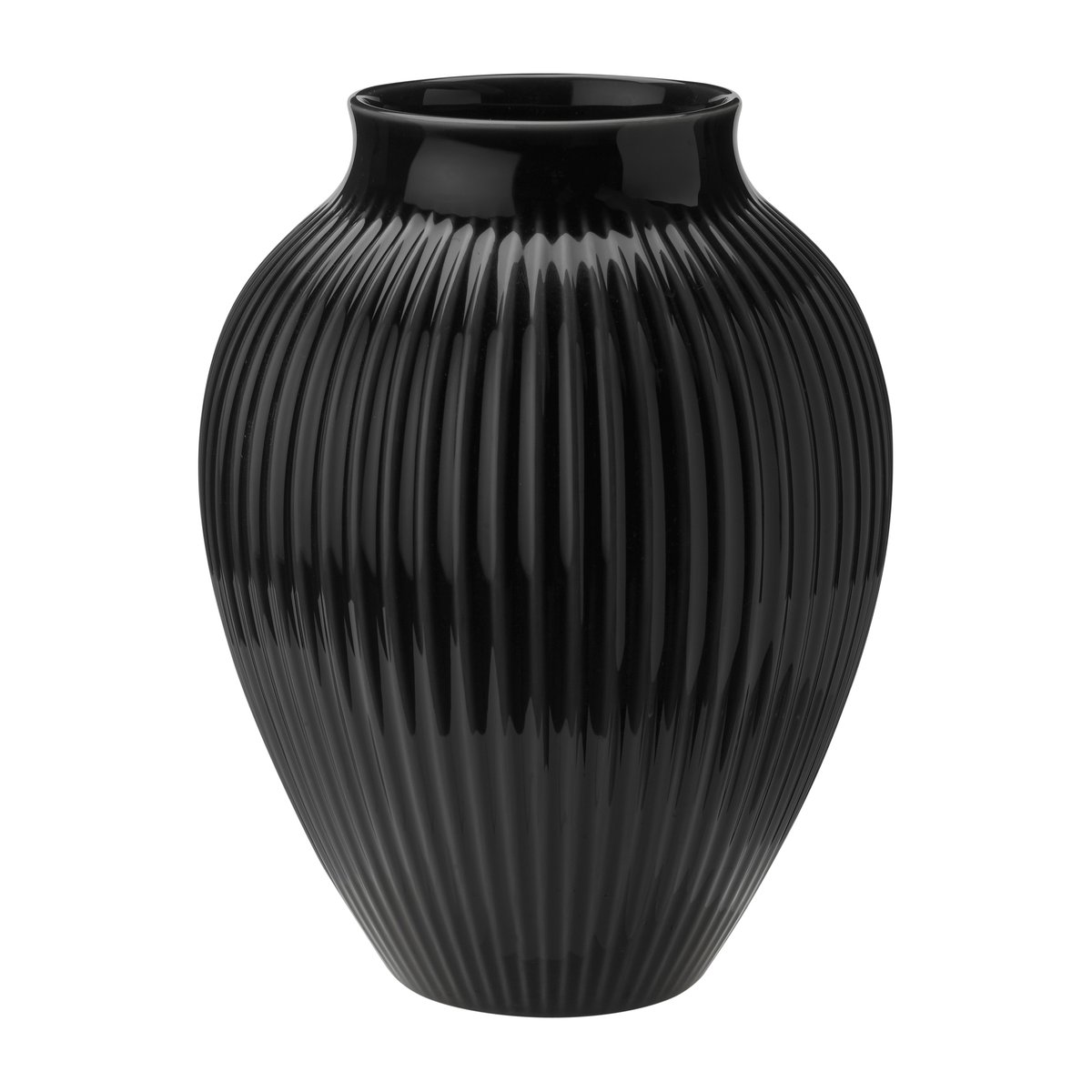 Knabstrup Keramik Knabstrup vase ribbed 27 cm Black