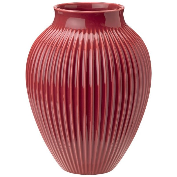 Knabstrup vase ribbed 27 cm - bordeaux - Knabstrup Keramik