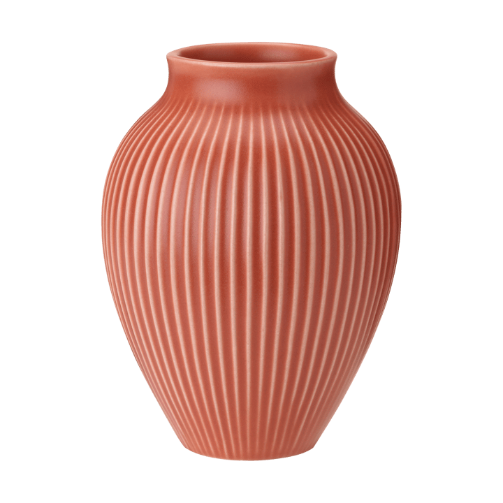 Knabstrup vase ribbed 27 cm - Coral - Knabstrup Keramik