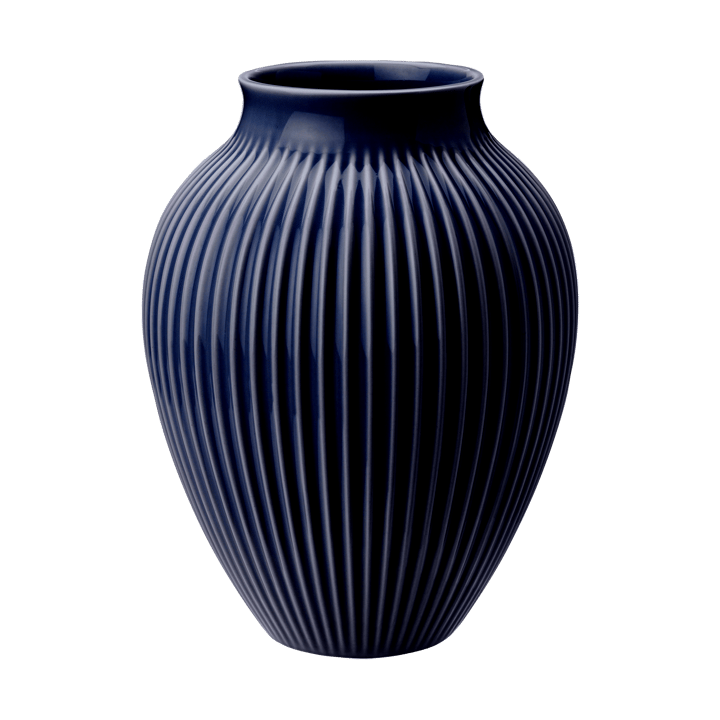 Knabstrup vase ribbed 27 cm - Dark blue - Knabstrup Keramik