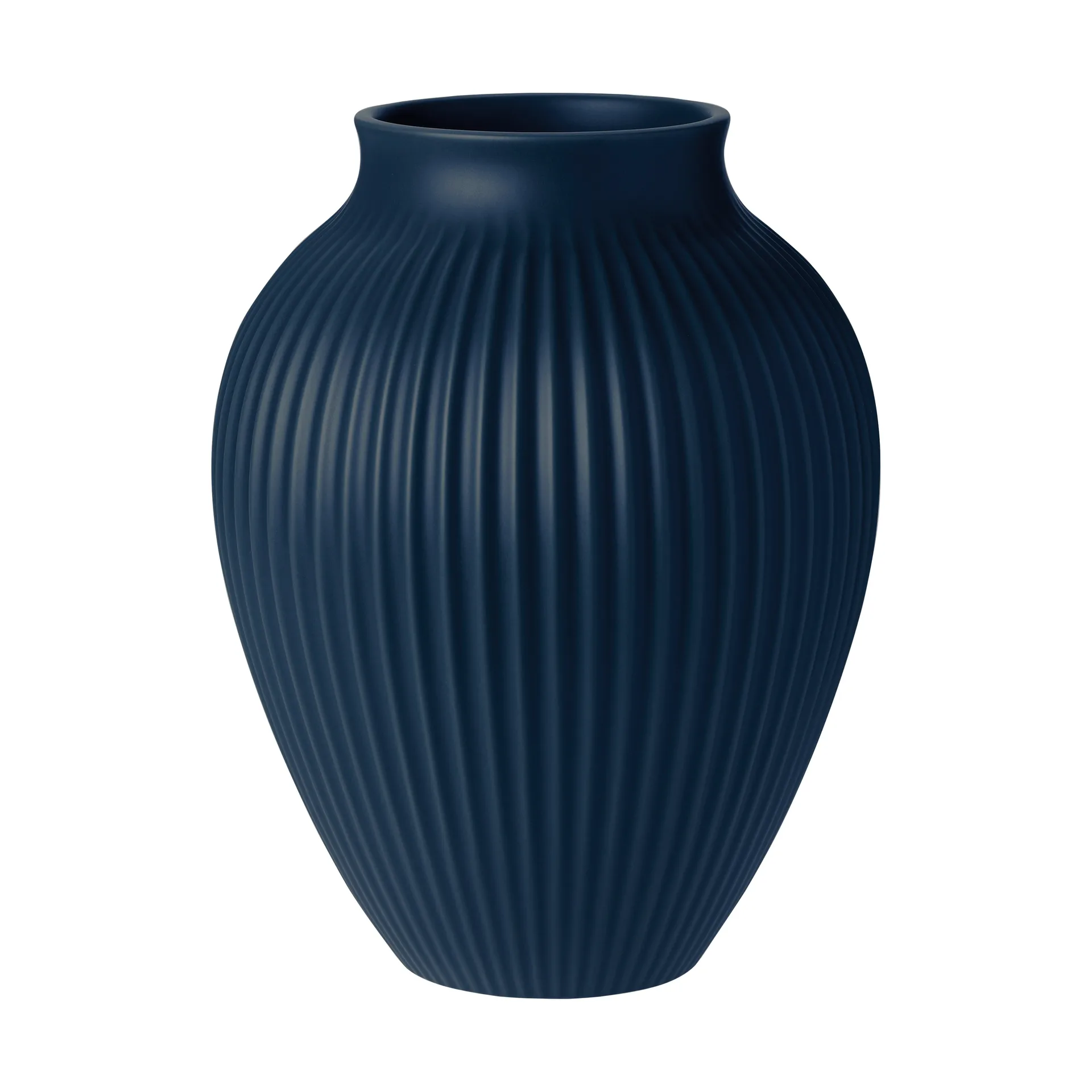 Knabstrup vase ribbed 27 cm, Dark blue Knabstrup Keramik