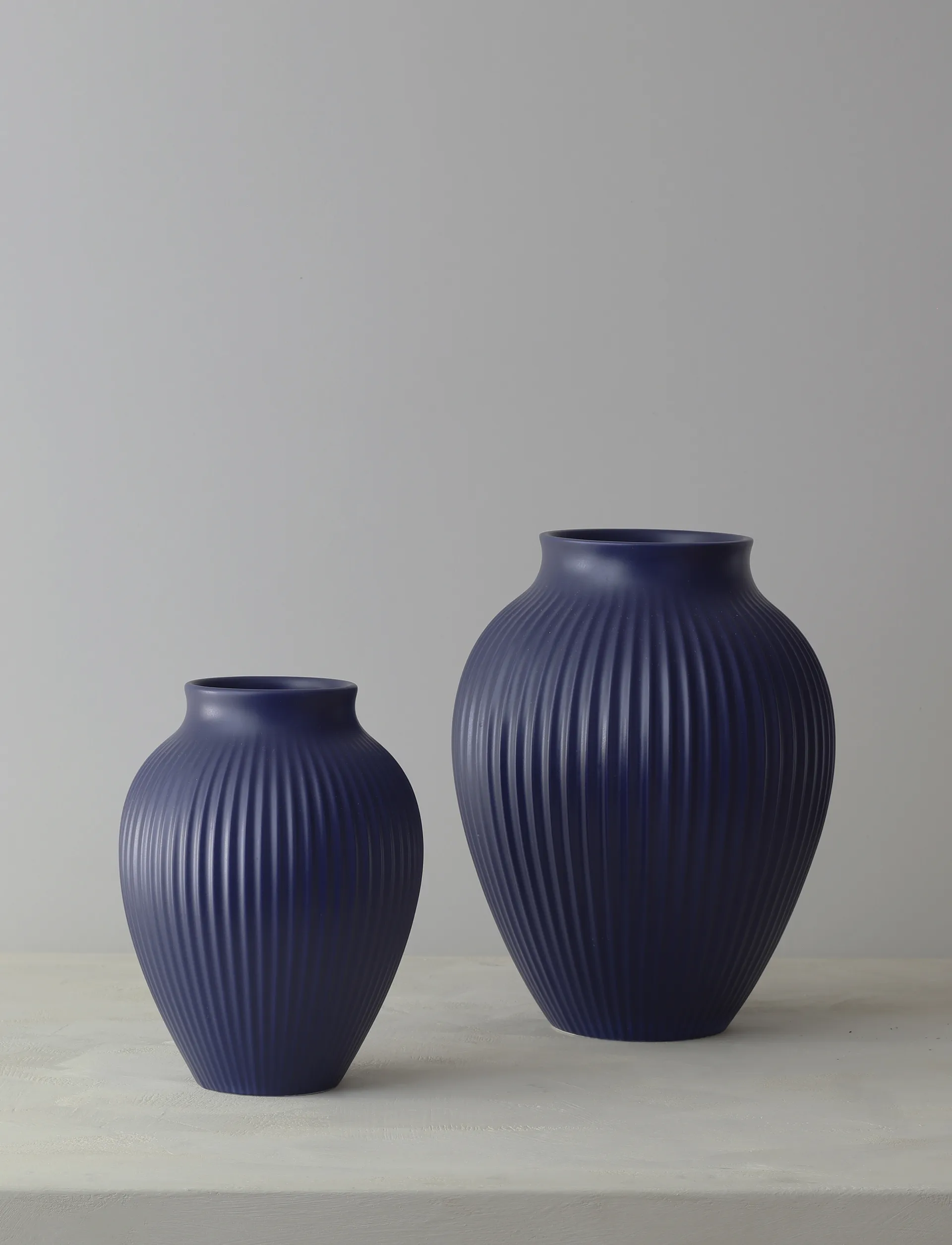 Knabstrup vase ribbed 27 cm, Dark blue Knabstrup Keramik