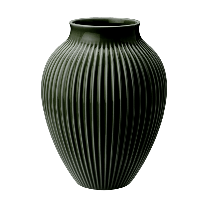 Knabstrup vase ribbed 27 cm - Dark green - Knabstrup Keramik
