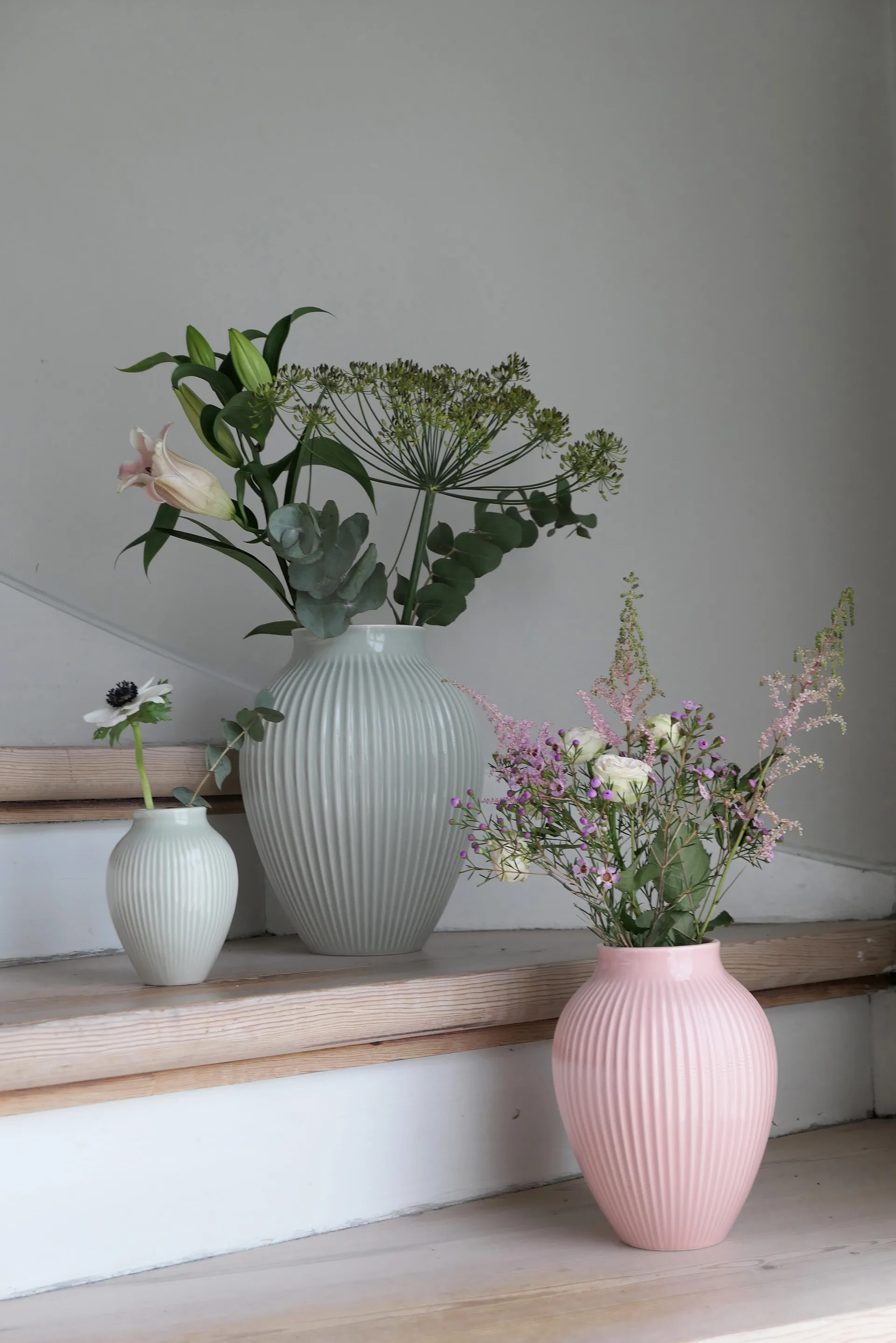 Knabstrup vase ribbed 27 cm, Mint green Knabstrup Keramik