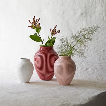 Knabstrup vase ribbed 3-pack - bordeaux-pink-white - Knabstrup Keramik