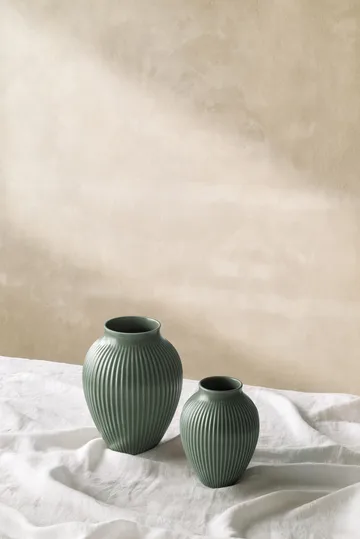 Knabstrup vase ripple matte celadon green - 20 cm - Knabstrup Keramik