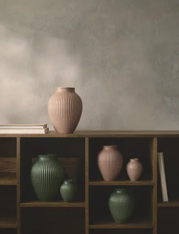 Knabstrup vase ripple matte celadon green - 27 cm - Knabstrup Keramik