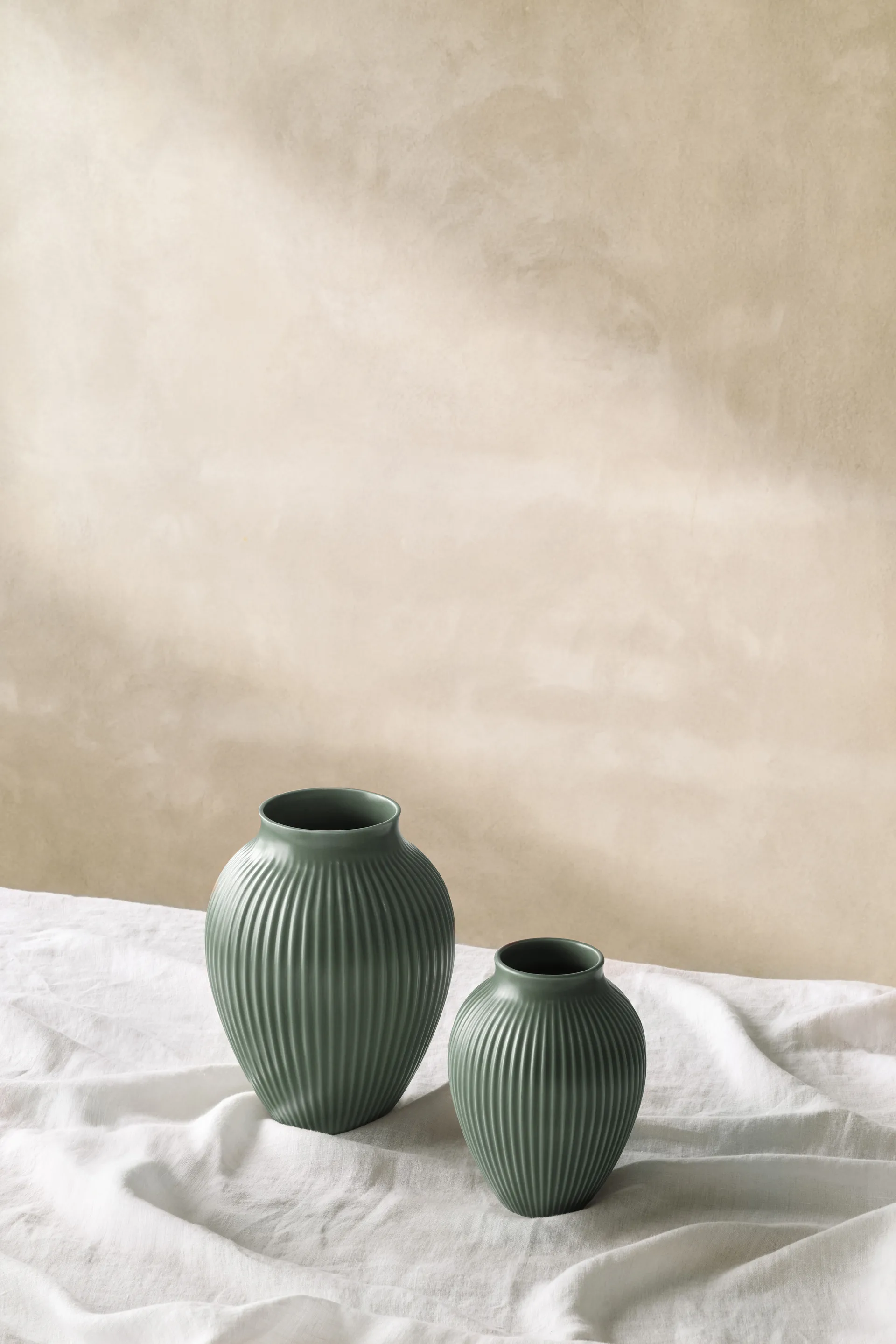 Knabstrup vase ripple matte celadon green, 27 cm Knabstrup Keramik