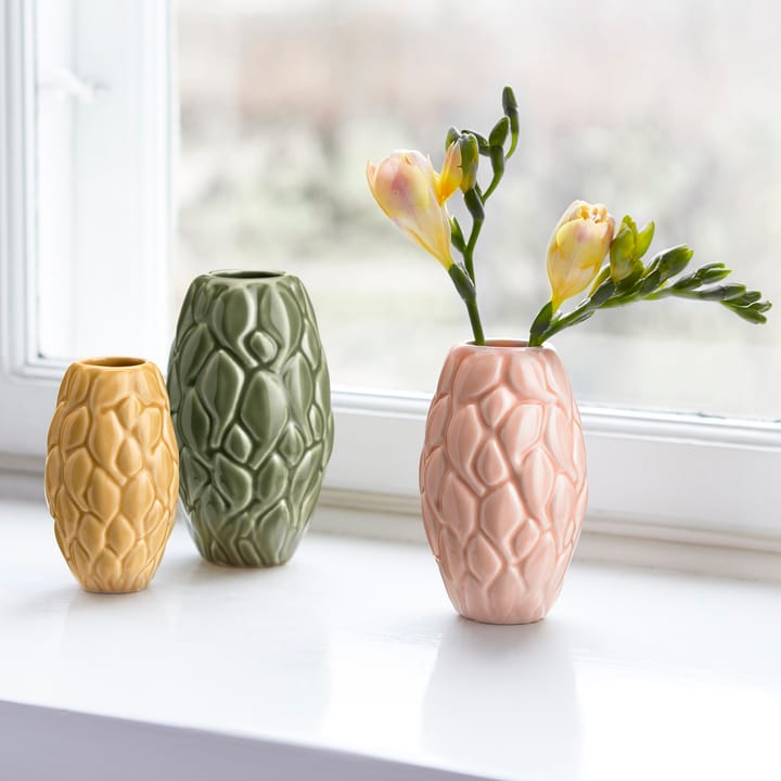 Leaf vase 3- pack - Pink-green-yellow - Knabstrup Keramik
