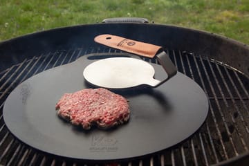 Kockums hamburger press with handle protector - Stainless steel-leather - Kockums Jernverk
