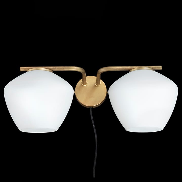 DK 2-Low wall lamp - Raw brass/ white - Konsthantverk