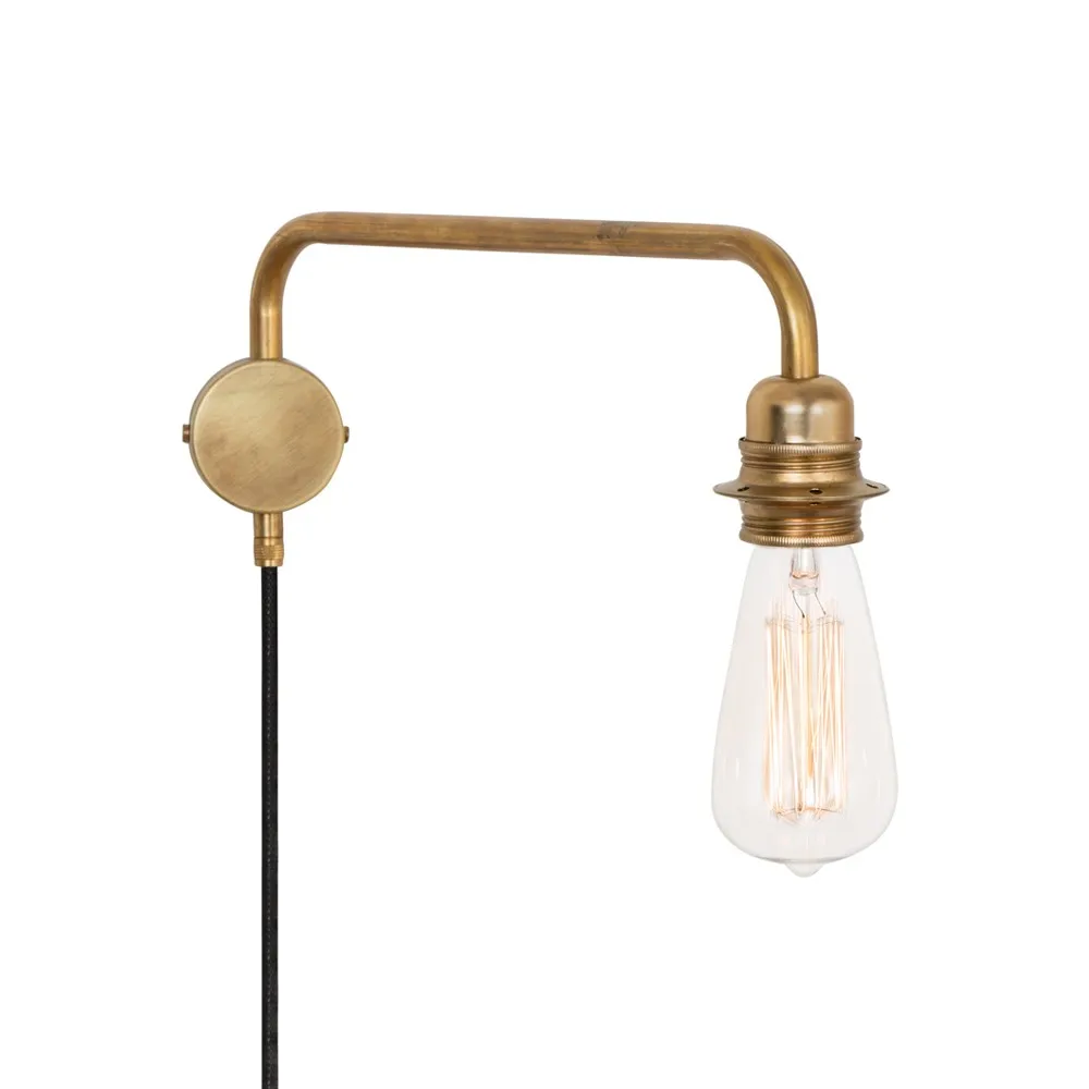Edison wall lamp arm down, Raw brass Konsthantverk