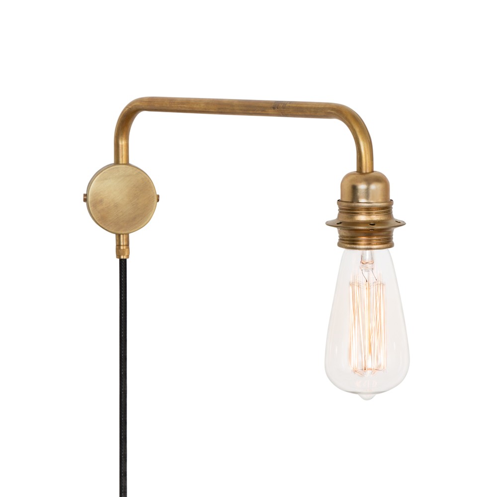 Konsthantverk Edison wall lamp arm down Raw brass | Scandinavian Design | Wall lights | Gold-coloured