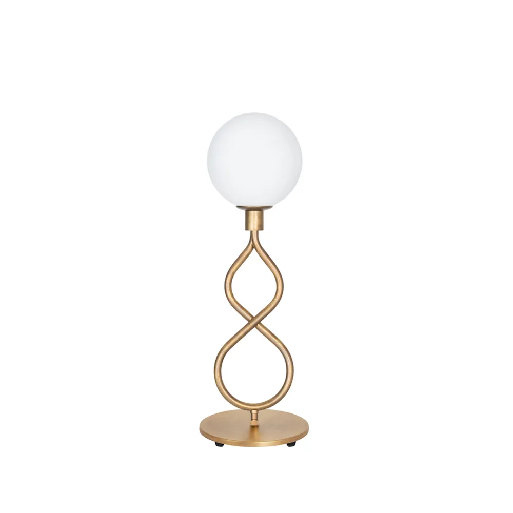 Eld Klot table lamp, Raw brass, matte white Konsthantverk