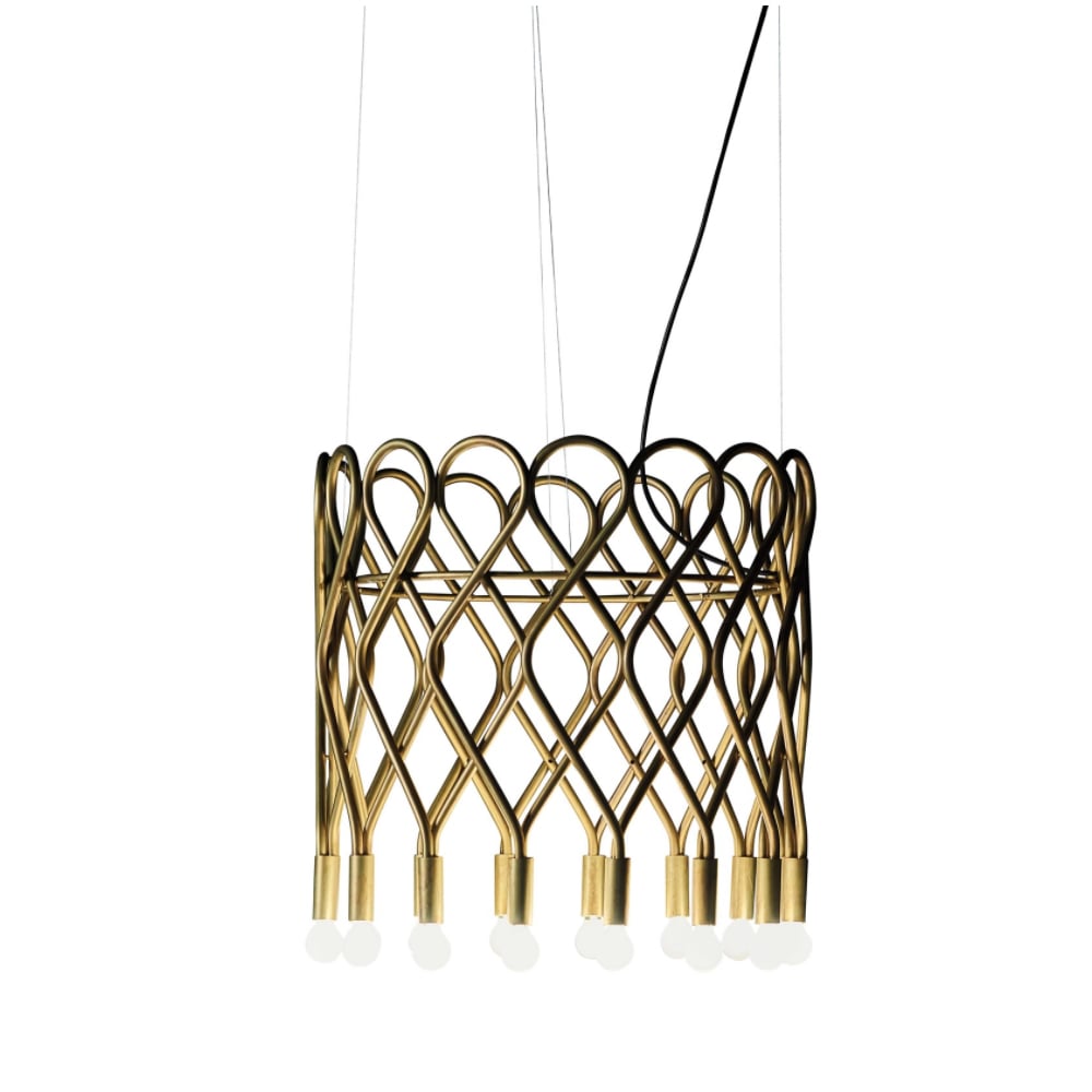 Konsthantverk Eld pendant Raw brass, 16-lights | Scandinavian Design | Pendant lamps | Gold-coloured