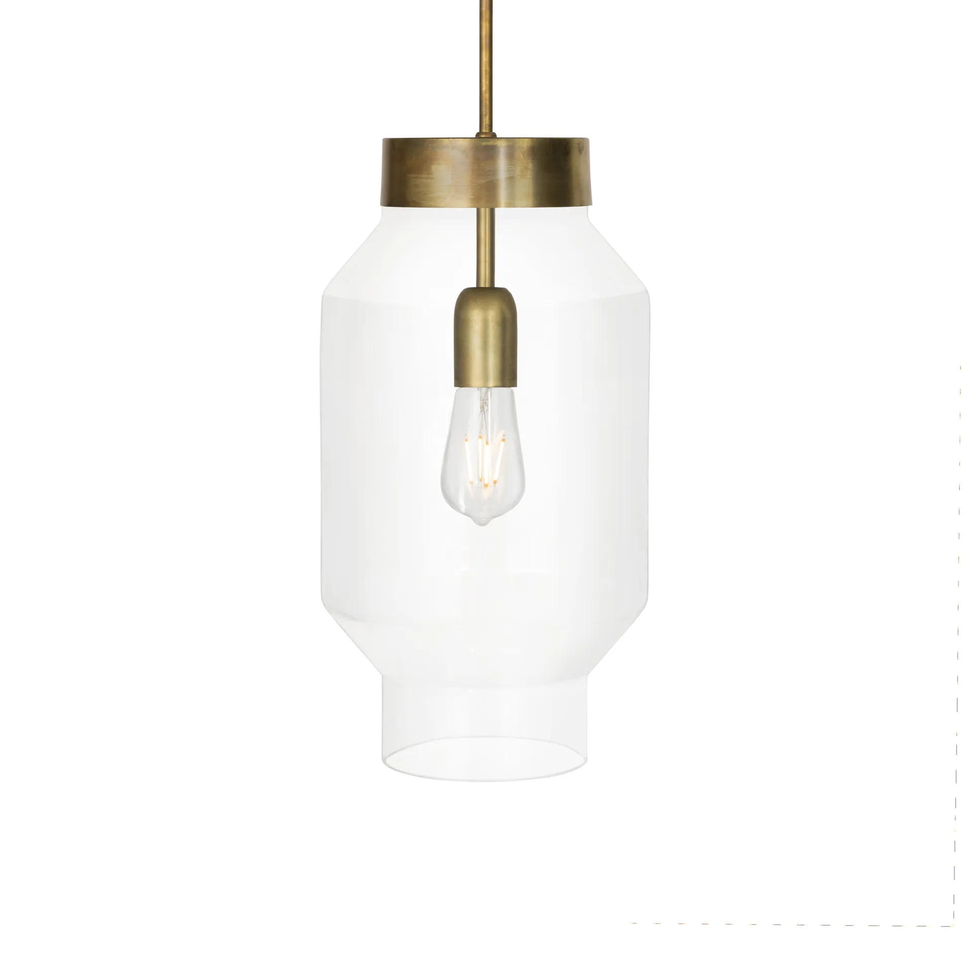 Fenomen pendant, Clear glass, raw brass, large Konsthantverk