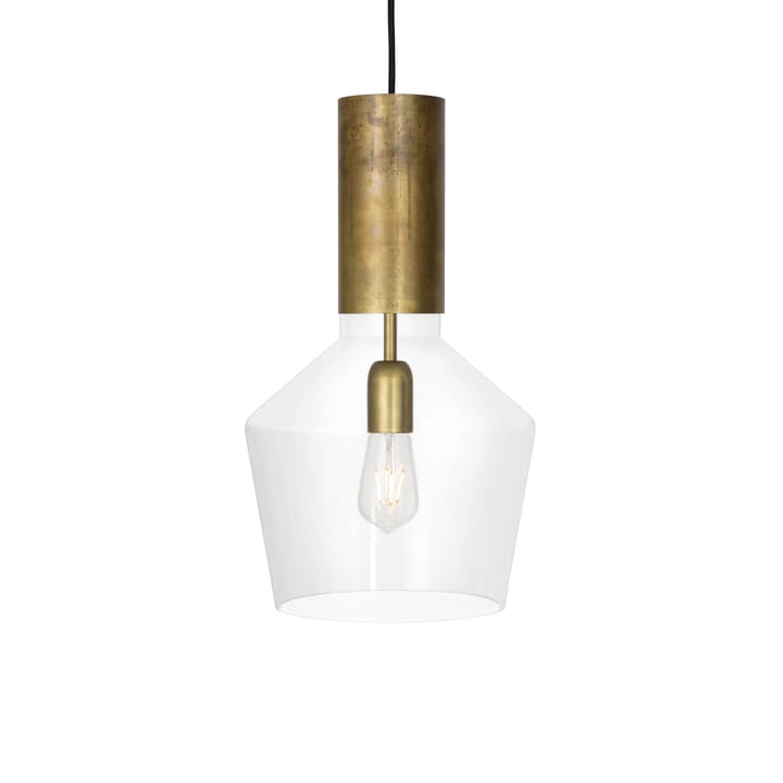 Fenomen pendant - Clear glass, raw brass, wide - Konsthantverk