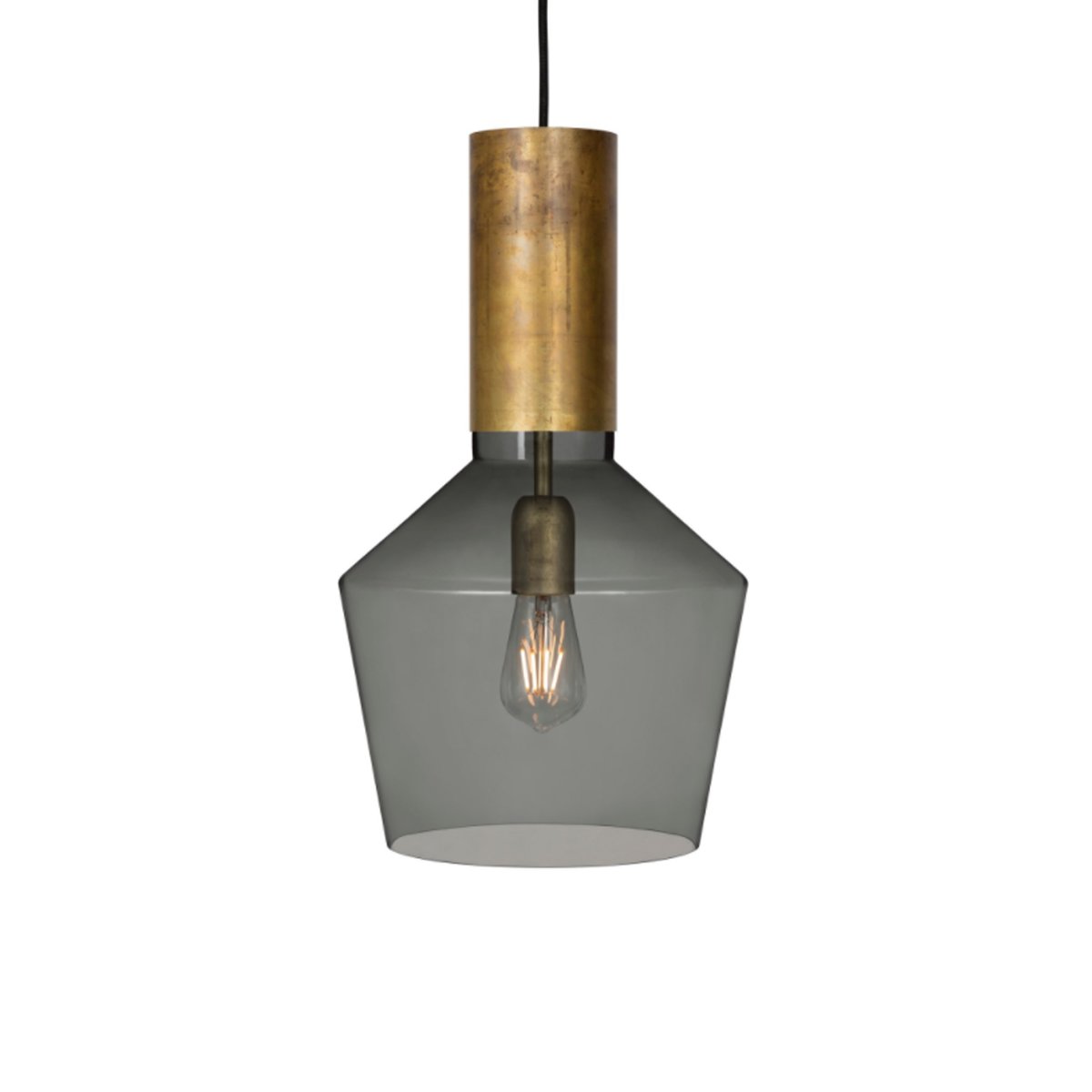 Konsthantverk Fenomen pendant glass-raw brass-wide | Scandinavian Design | Pendant lamps | Grey