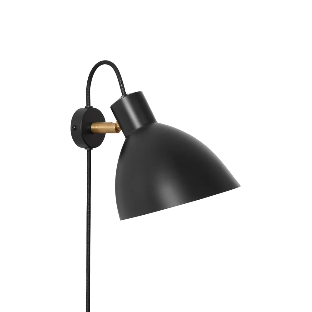 KH1 wall lamp, Black matte, raw brass Konsthantverk