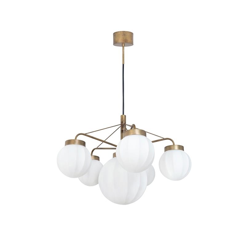 Konsthantverk Klyfta 6-Low pendant Raw brass/ white