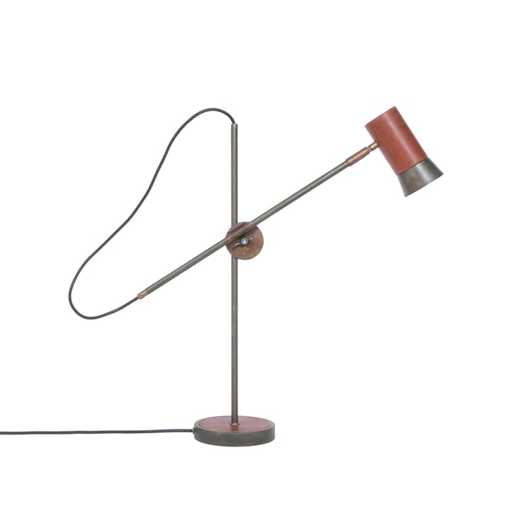 Kusk table lamp - Iron oxide/brown leather - Konsthantverk
