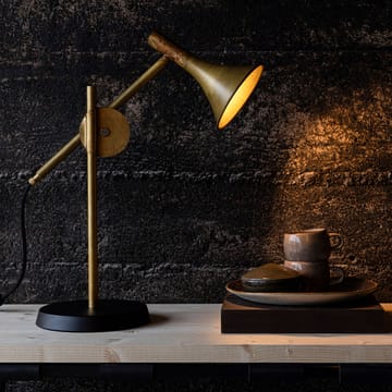 Megafon table lamp - Raw brass, black base - Konsthantverk
