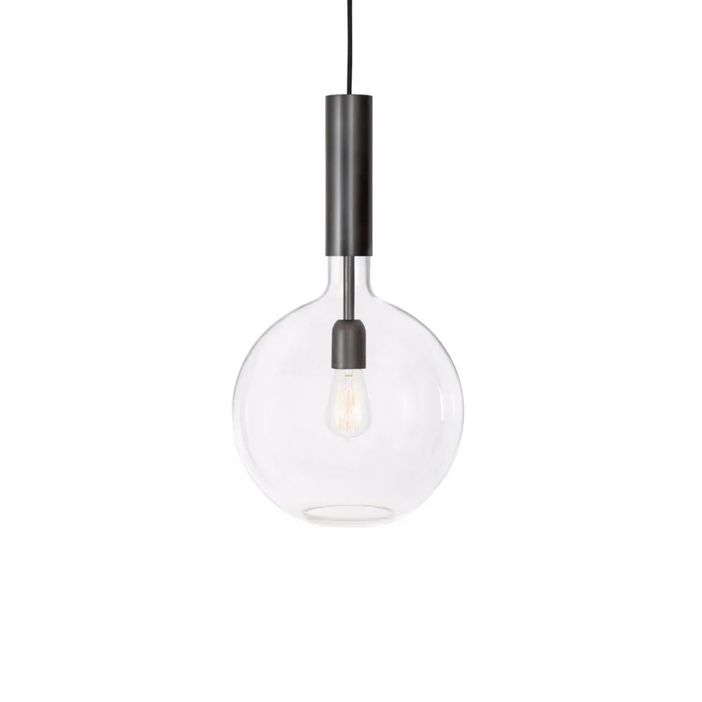 Rosdala pendant, Clear glass, black oxidized iron, small Konsthantverk