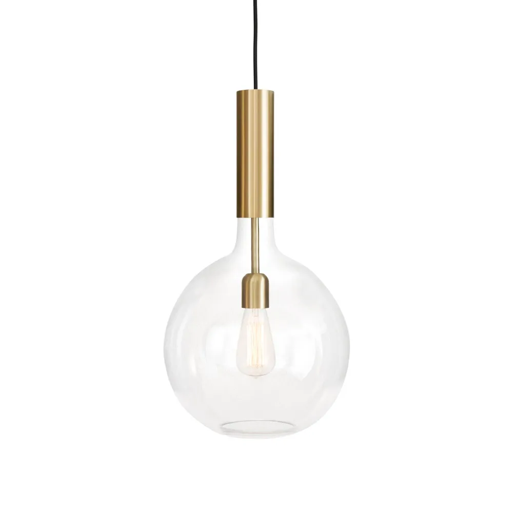 Rosdala pendant, Clear glass-brushed brass-large Konsthantverk
