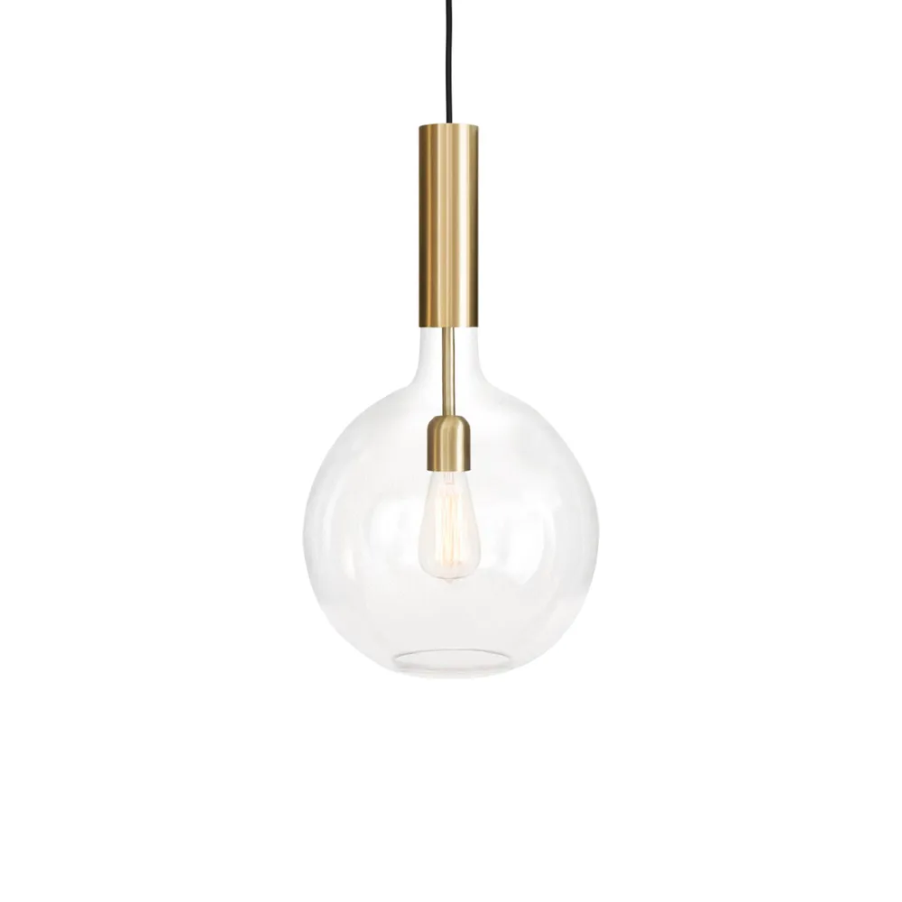 Rosdala pendant, Clear glass, brushed brass, small Konsthantverk