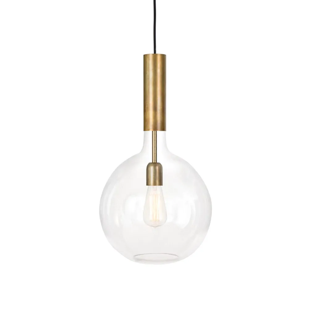 Rosdala pendant, Clear glass, raw brass, large Konsthantverk