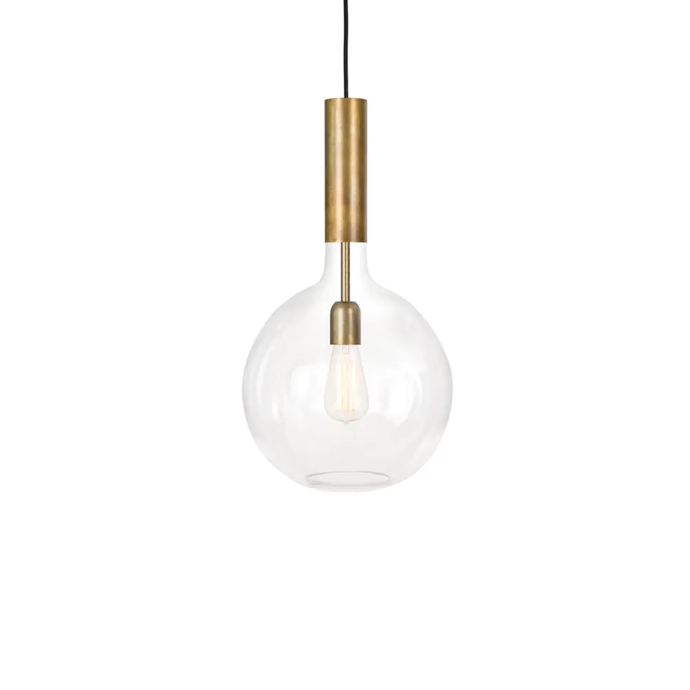 Rosdala pendant, Clear glass, raw brass, small Konsthantverk