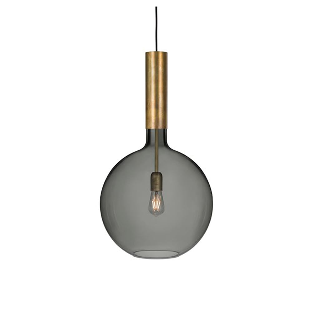 Konsthantverk Rosdala pendant glass-raw brass-large