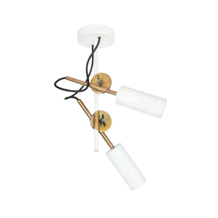 Stav ceiling lamp - White/raw brass, spotlight 2-lights - Konsthantverk