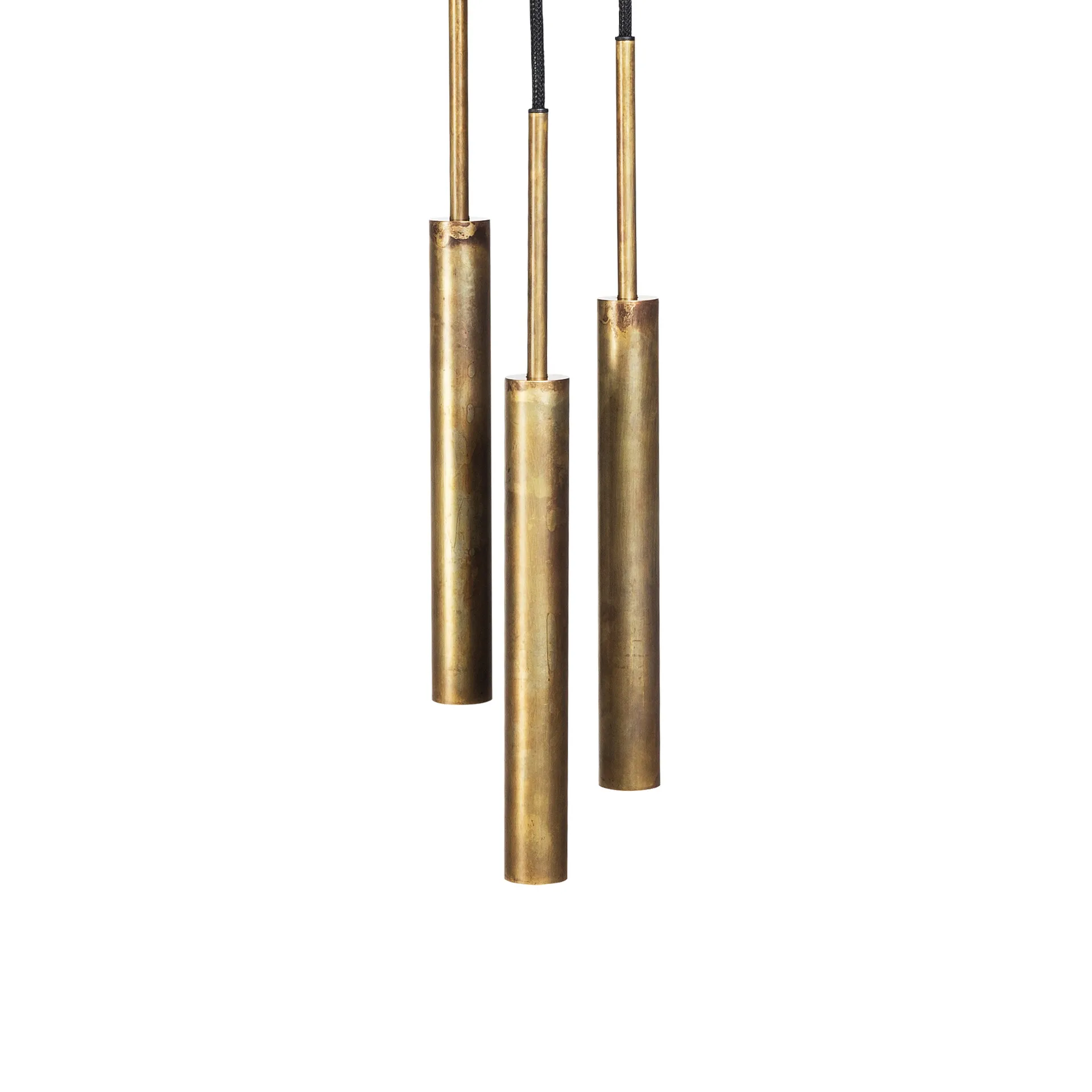 Stav pendant 3 round ceiling plate, Raw brass Konsthantverk