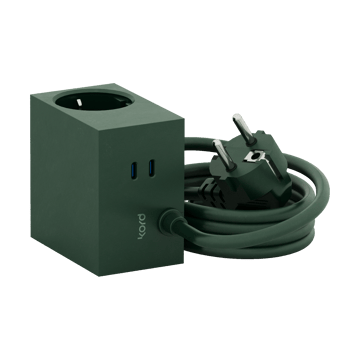 Cuboid+ outlet USB-C 30W 2 m - Dark Green - Kord