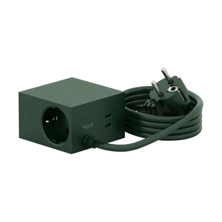 Cuboid+ power strip USB-C 30W 2 m - Dark Green - Kord
