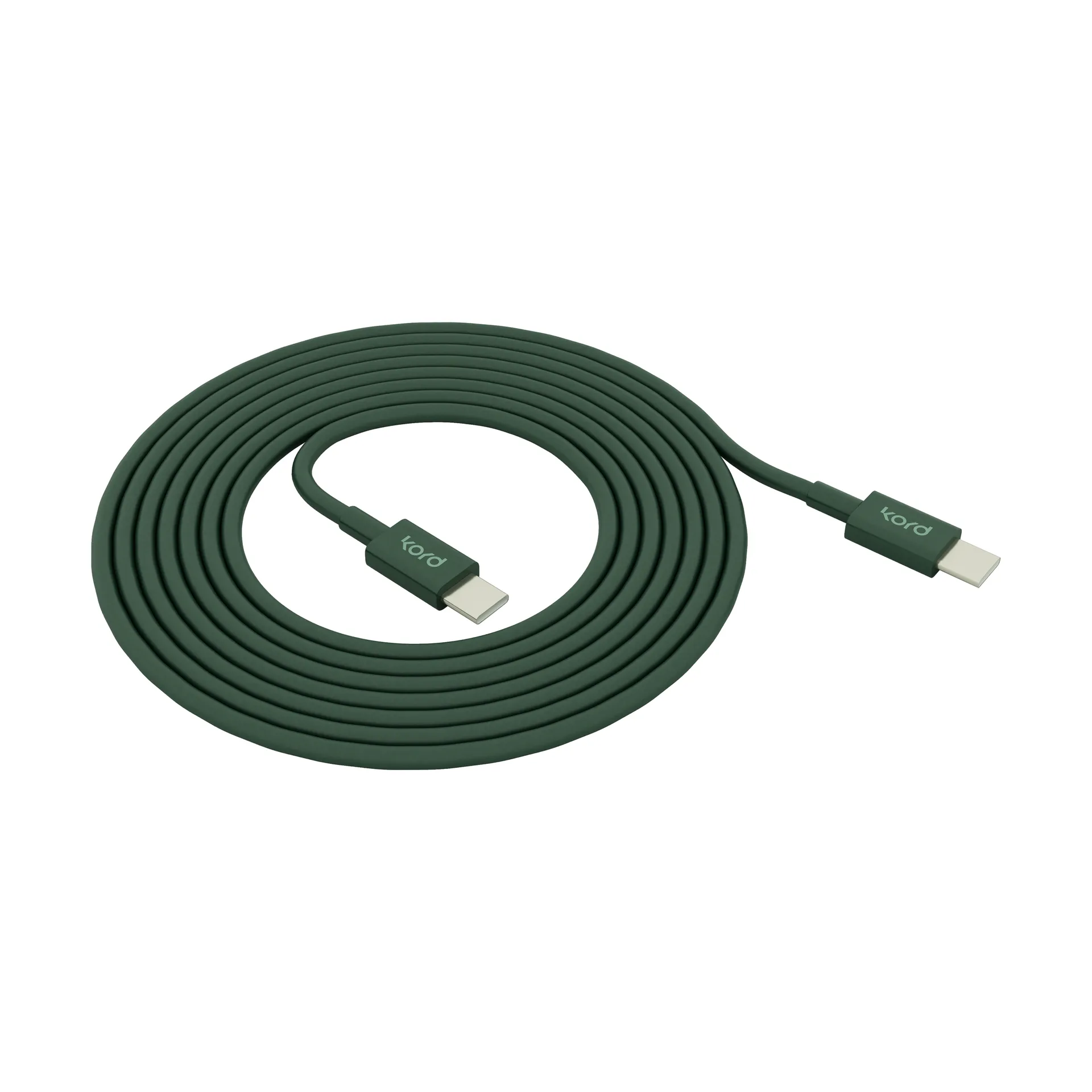 Kord USB-C to USB-C charging cable 1,8 m, Dark Green Kord