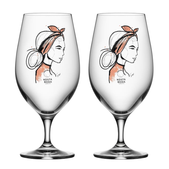 All about you beer glass 2-pack - Near you beer (rusty orange) - Kosta Boda
