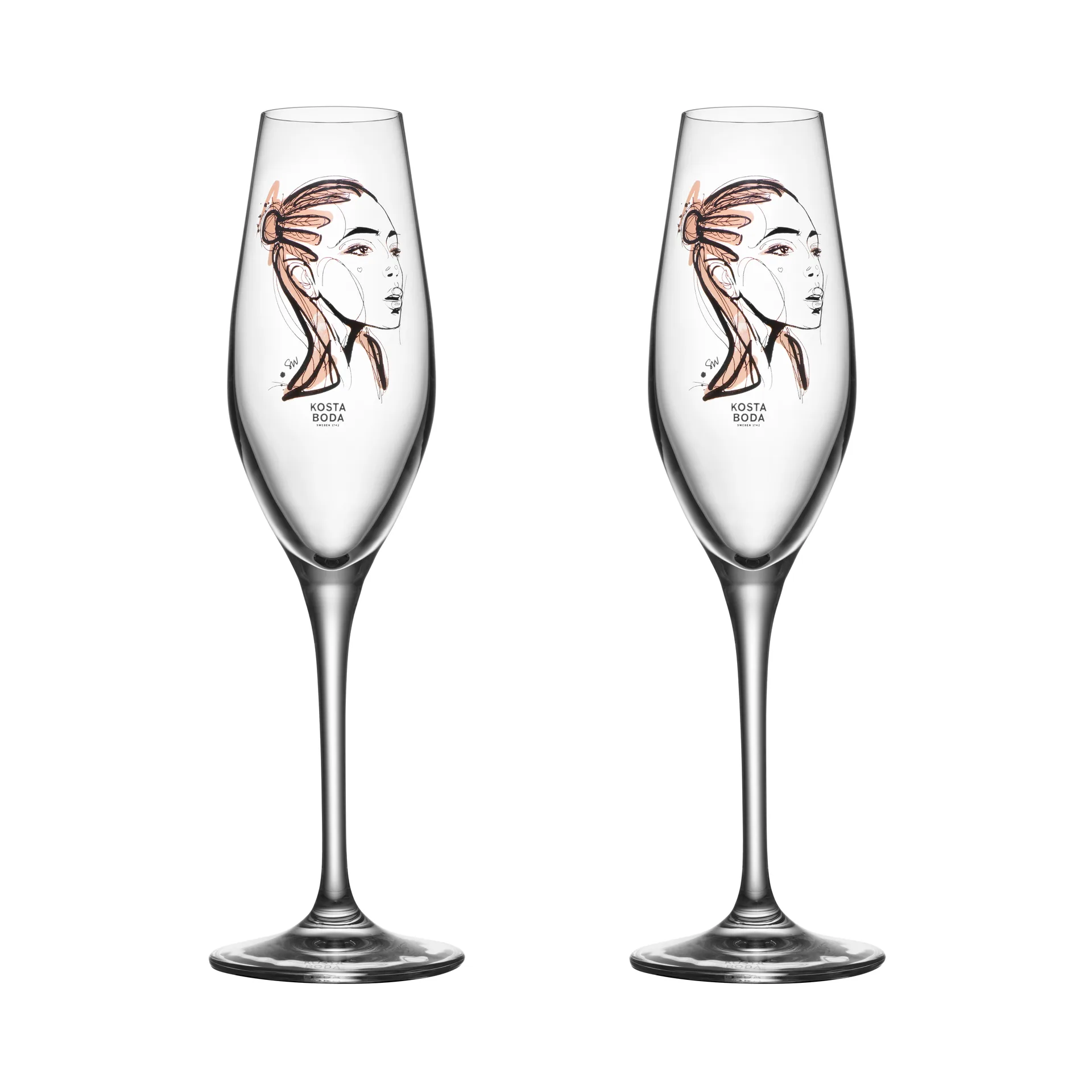 All about you champagne glass 24 cl 2-pack, forever yours Kosta Boda