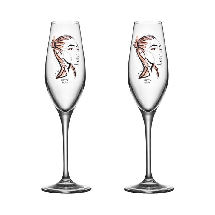 All about you champagne glass 24 cl 2-pack - forever yours - Kosta Boda
