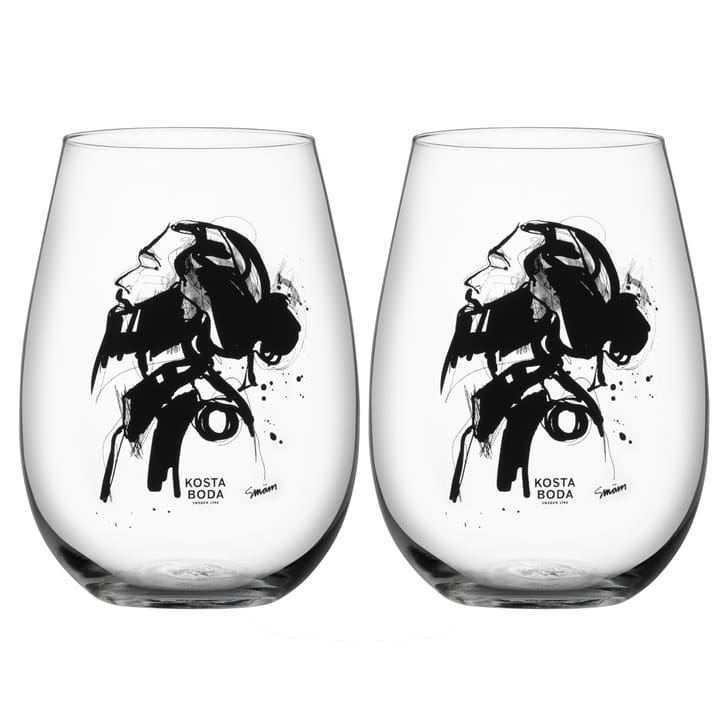 All about you glass 2-pack - Love him (grey) - Kosta Boda