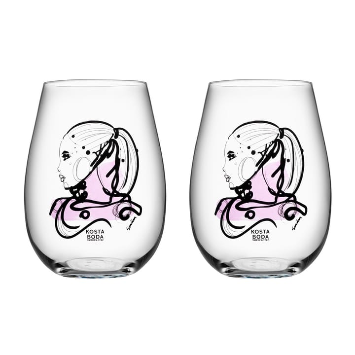 All about you glass 2-pack - love you (pink) - Kosta Boda