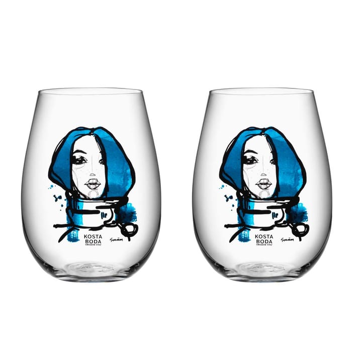 All about you glass 57 cl 2-pack - miss you (blue) - Kosta Boda