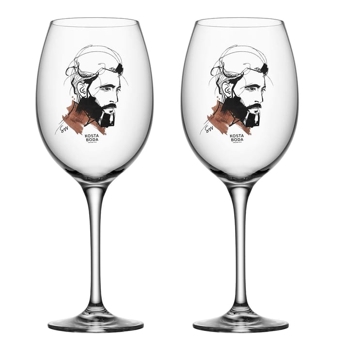 All about you wine glass 2 pack - Wait for him (deep purple) - Kosta Boda